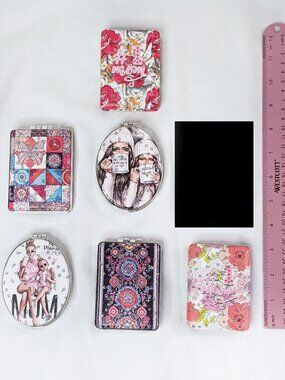 Premium Dbl Mirror FASHION COMPACT - Mother-Daughter, Number 1 Mom or Arabesque